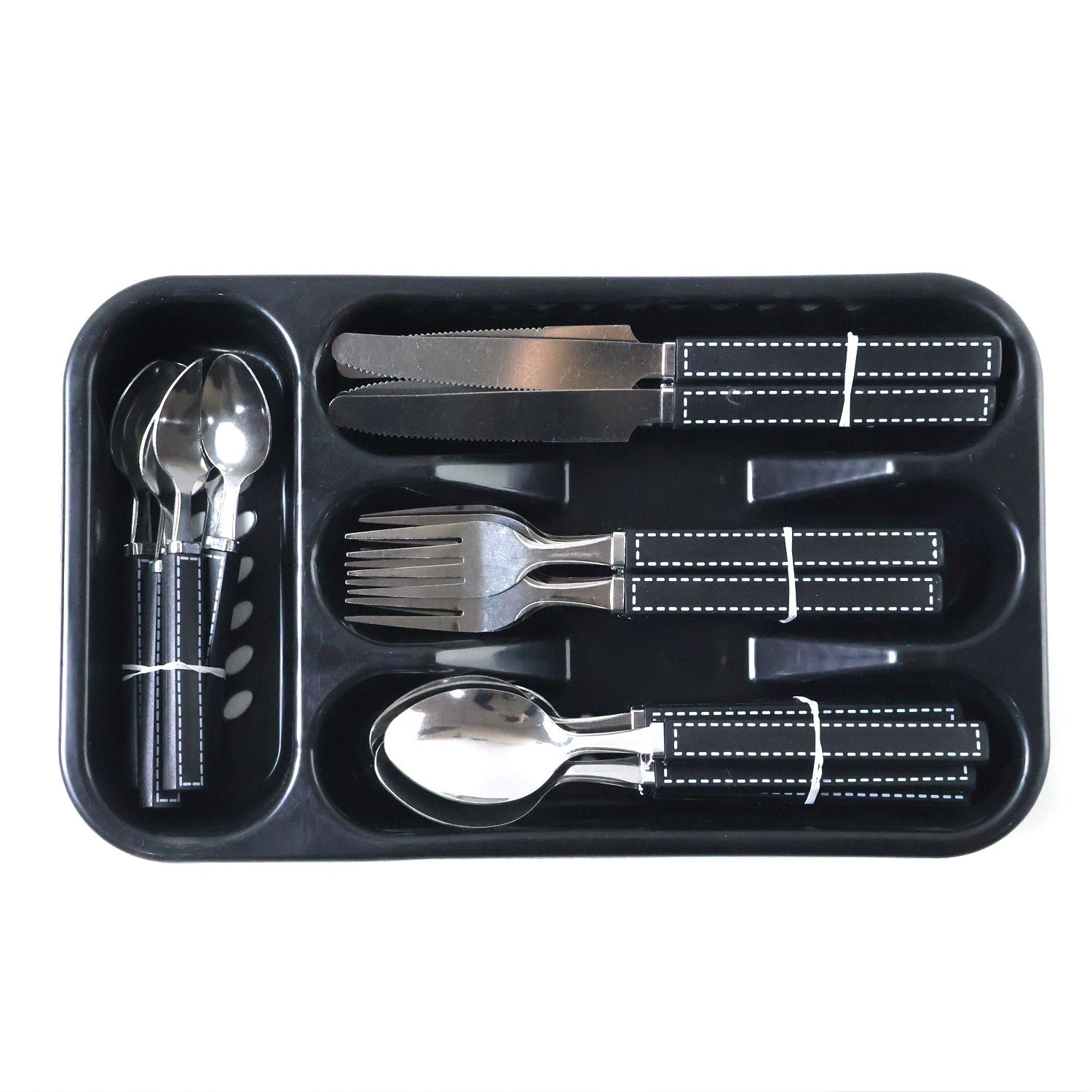 Stainless Steel Cutlery Set – 24-Piece with Plastic Handles & Tray - Image 6