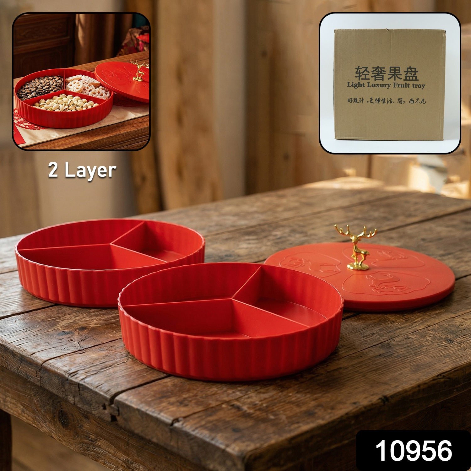 Dry Fruit Serving Tray – 2 Layer Multipurpose Snack Organizer - Image 2