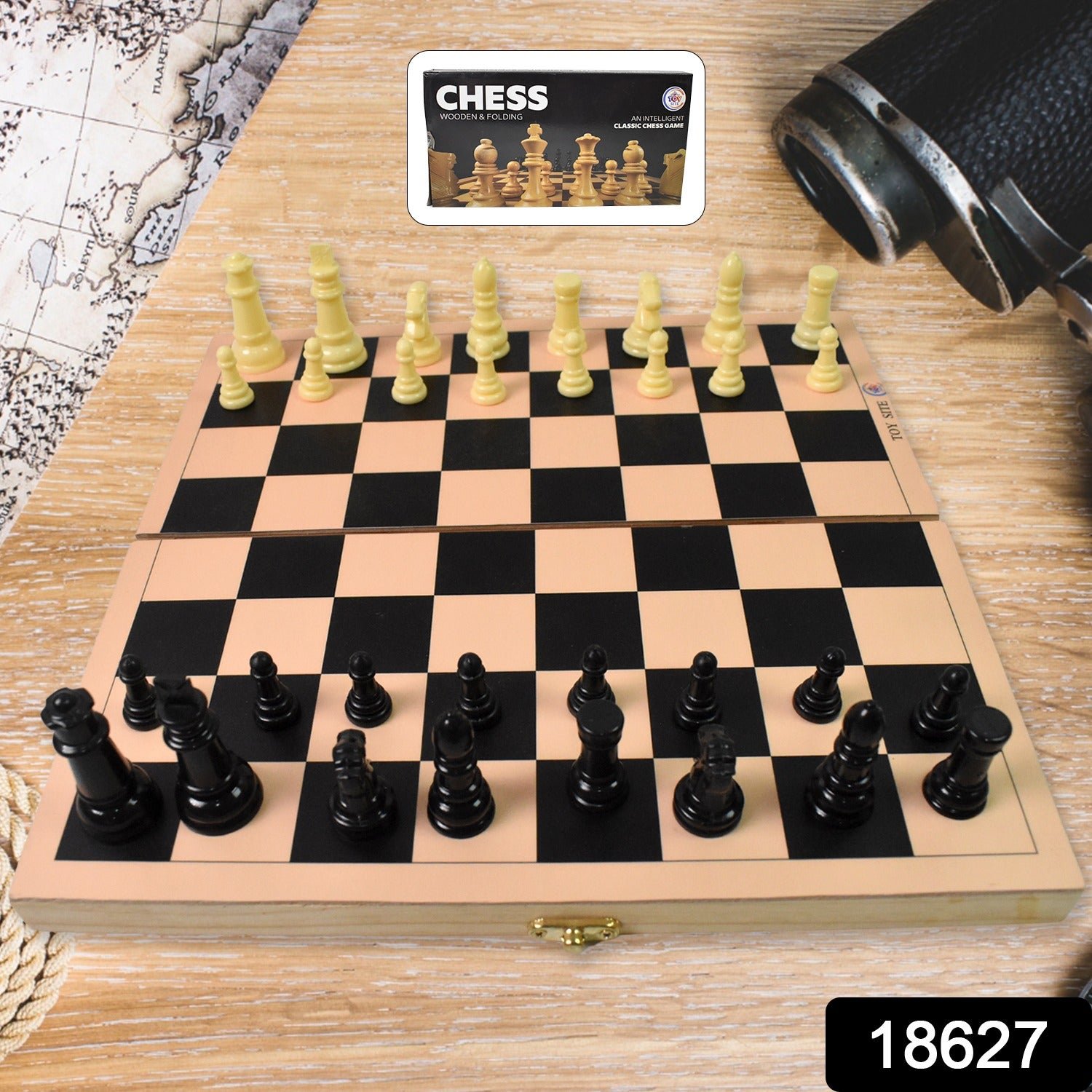 Folding Wooden Chess Set - Portable 30x30cm Board | Boardoria - Image 2