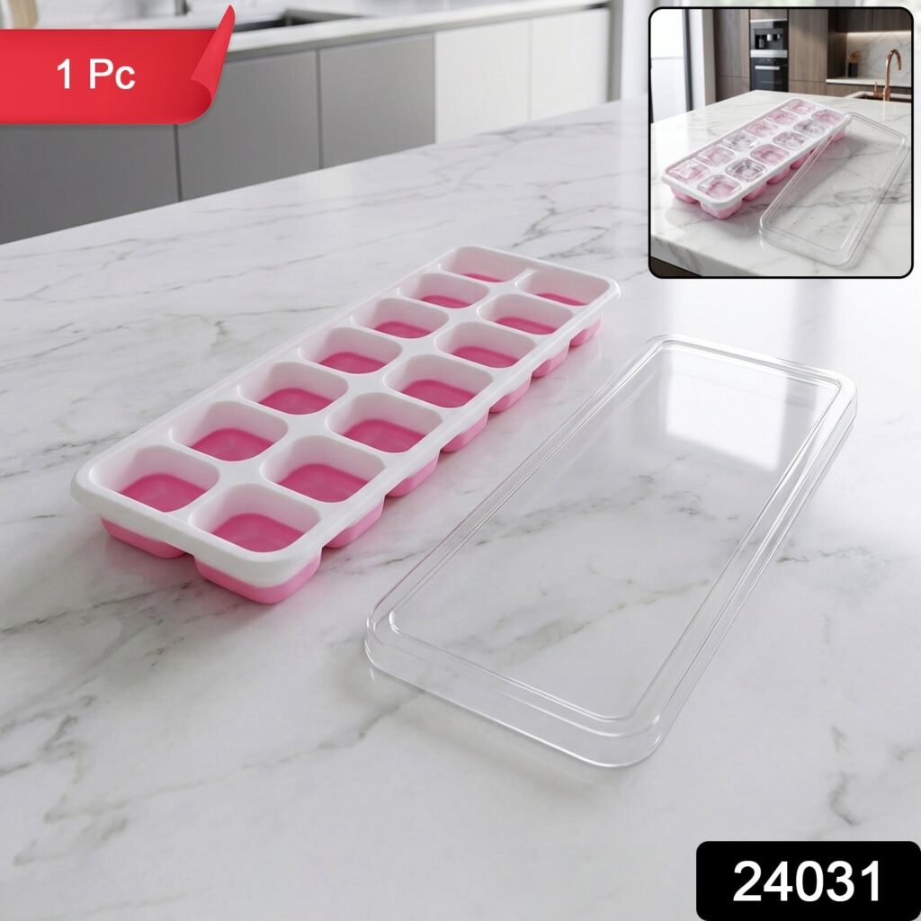 Plastic Ice Cube Tray – Durable with Lid for Easy Freezing