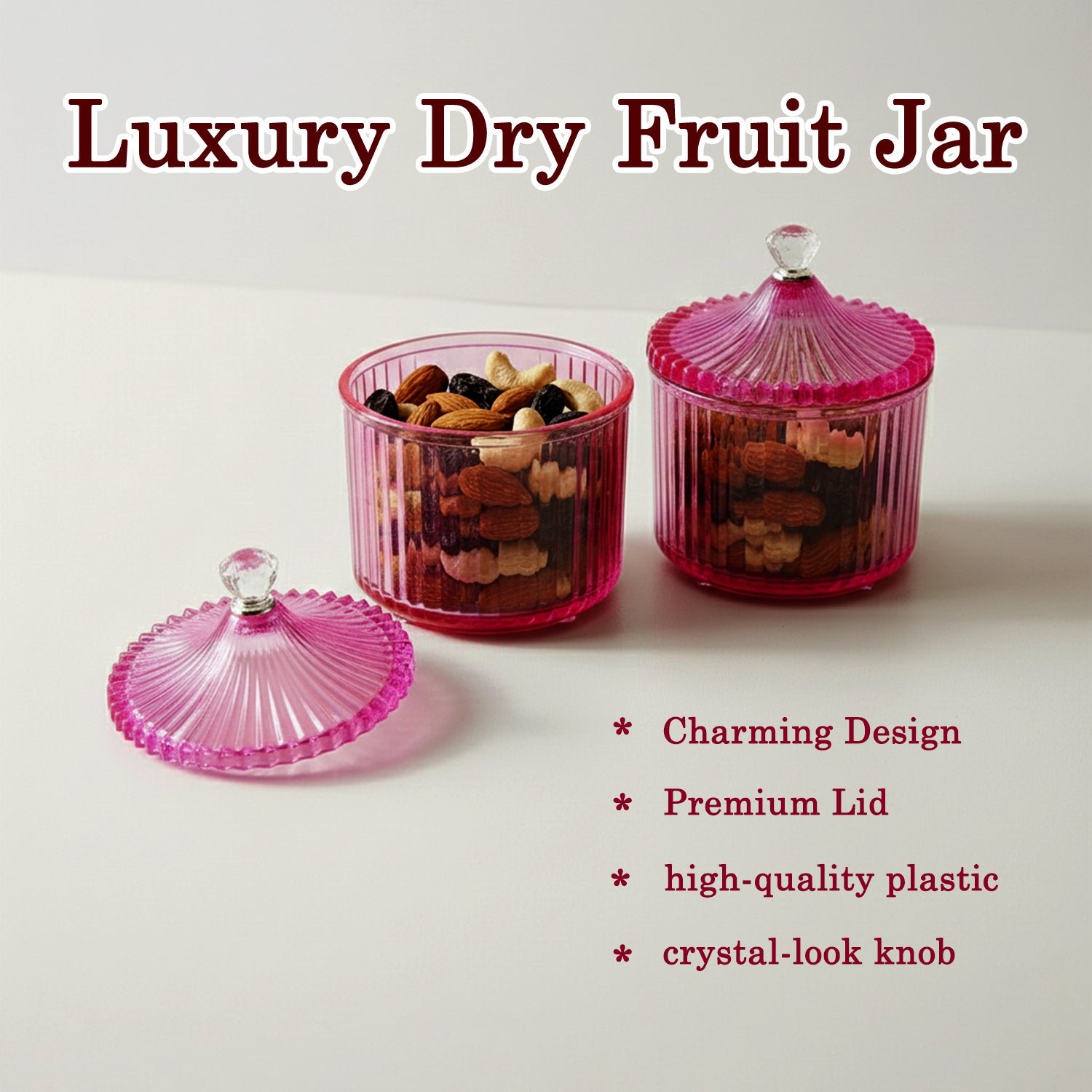 Dry Fruit Storage Jars – Luxury Transparent Plastic Set of 2 - Image 4