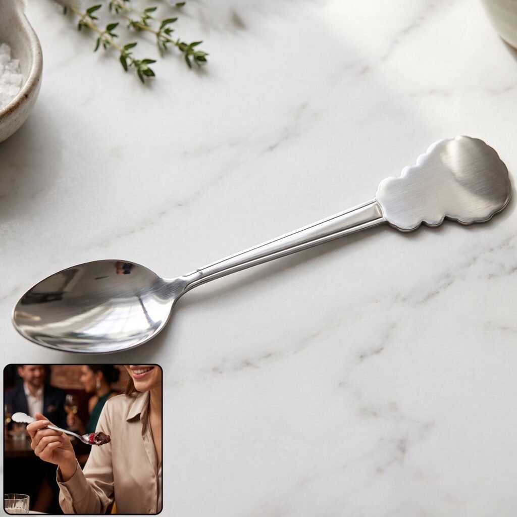 Stainless Steel Carved Handle Dinner Spoon – Elegant Design for Dining