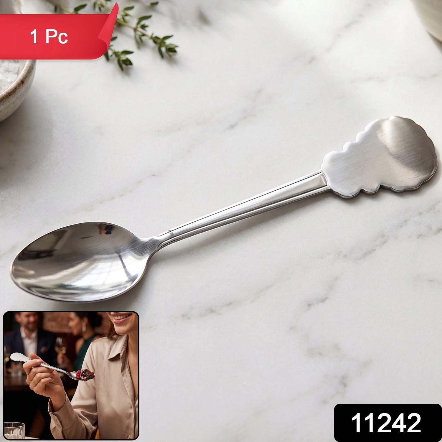 Stainless Steel Carved Handle Dinner Spoon – Elegant Design for Dining - Image 2