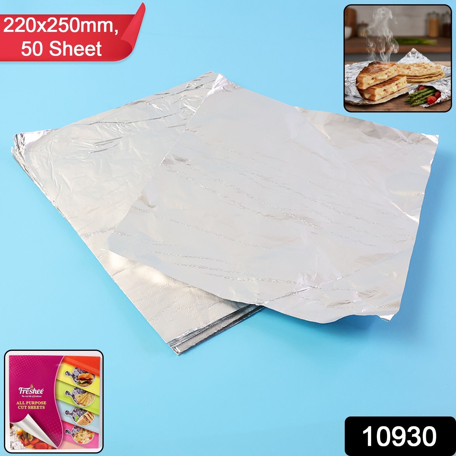 Aluminium Foil Cut Sheets 220×250 mm – Pre-Cut Food Wrap 50 Sheets - Image 2
