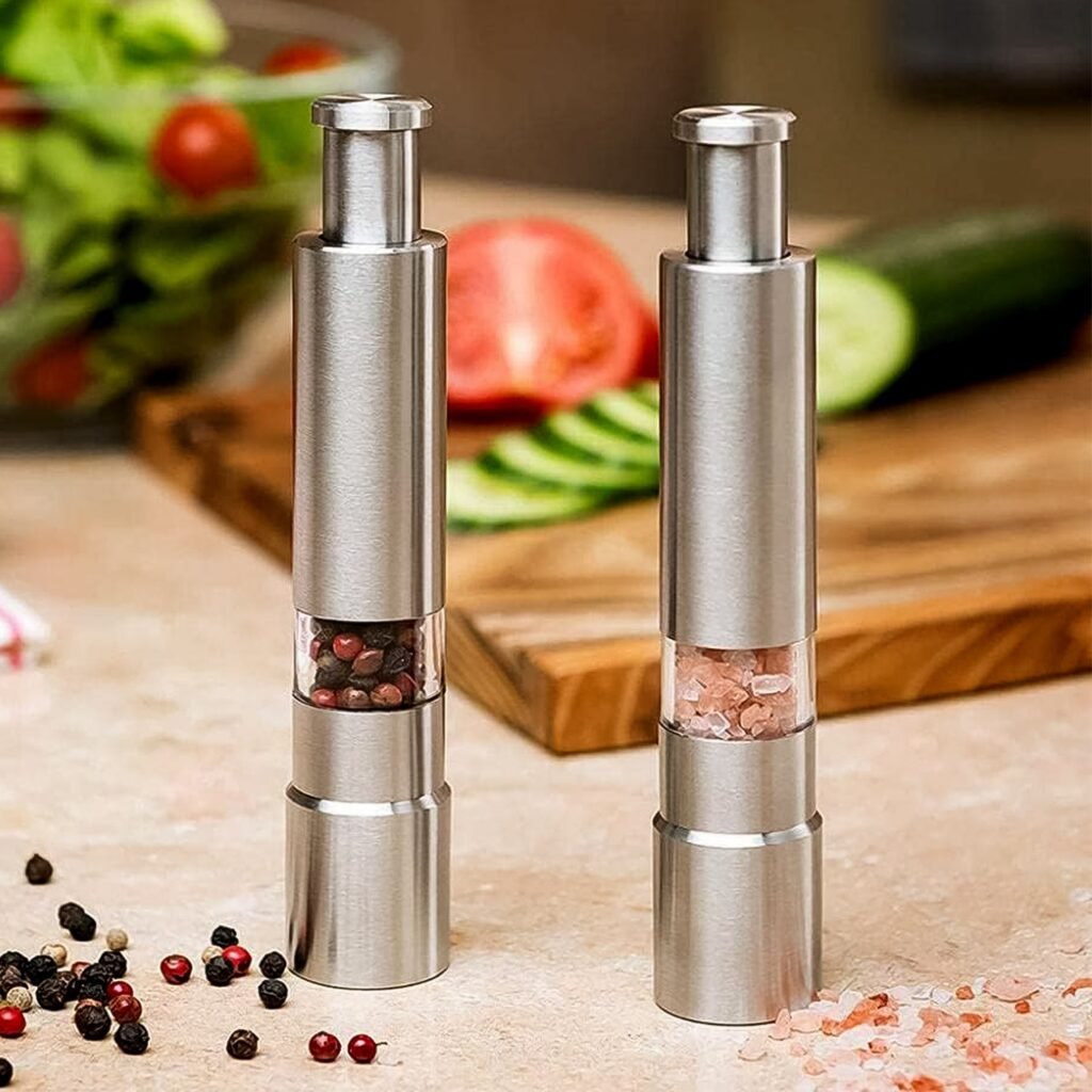 Thumb Press Grinder - Steel Salt & Pepper Mill | ProChef Gadgets