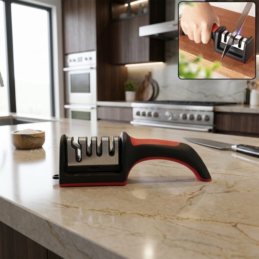 Manual Knife Sharpener – 4-Stage for Precise Blades and Scissors