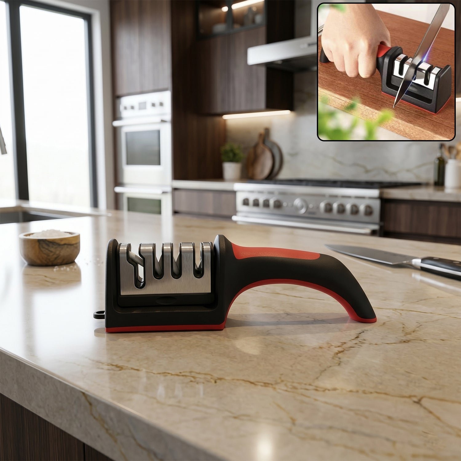 Manual Knife Sharpener – 4-Stage for Precise Blades and Scissors