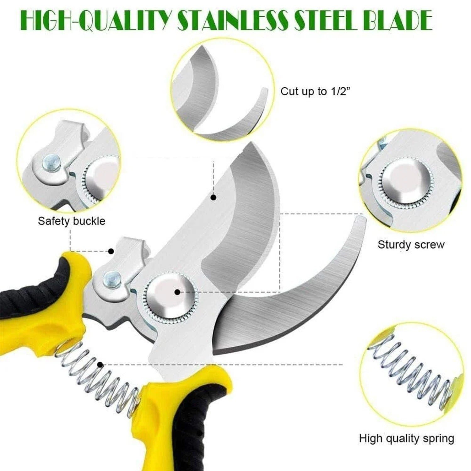 Heavy Duty Garden Pruning Shears – Sharp Stainless Steel Blades for Precise Cutting - Image 4