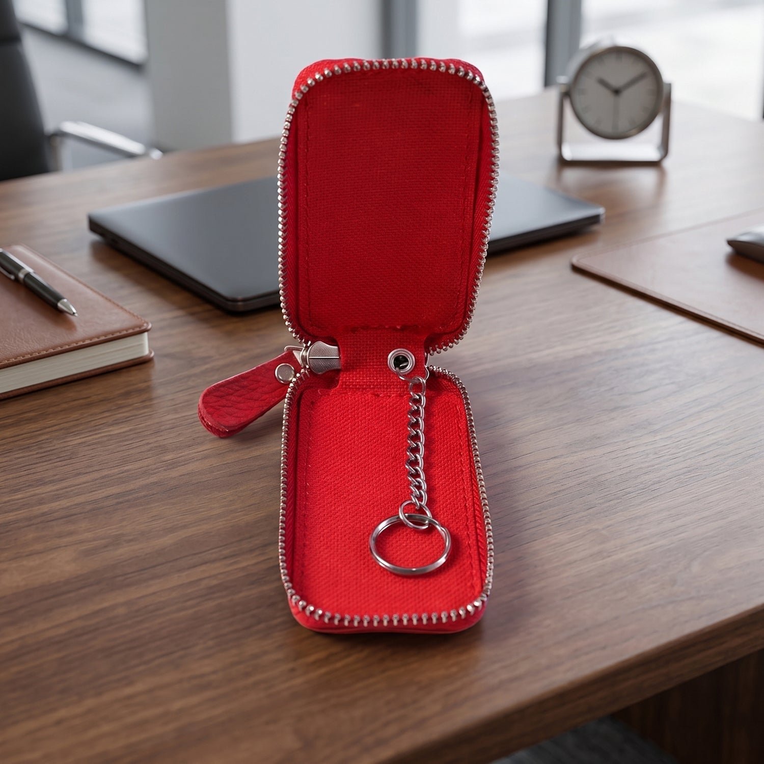 Leather Car Key Case – Smart Key Holder with Snap Hook - Image 3
