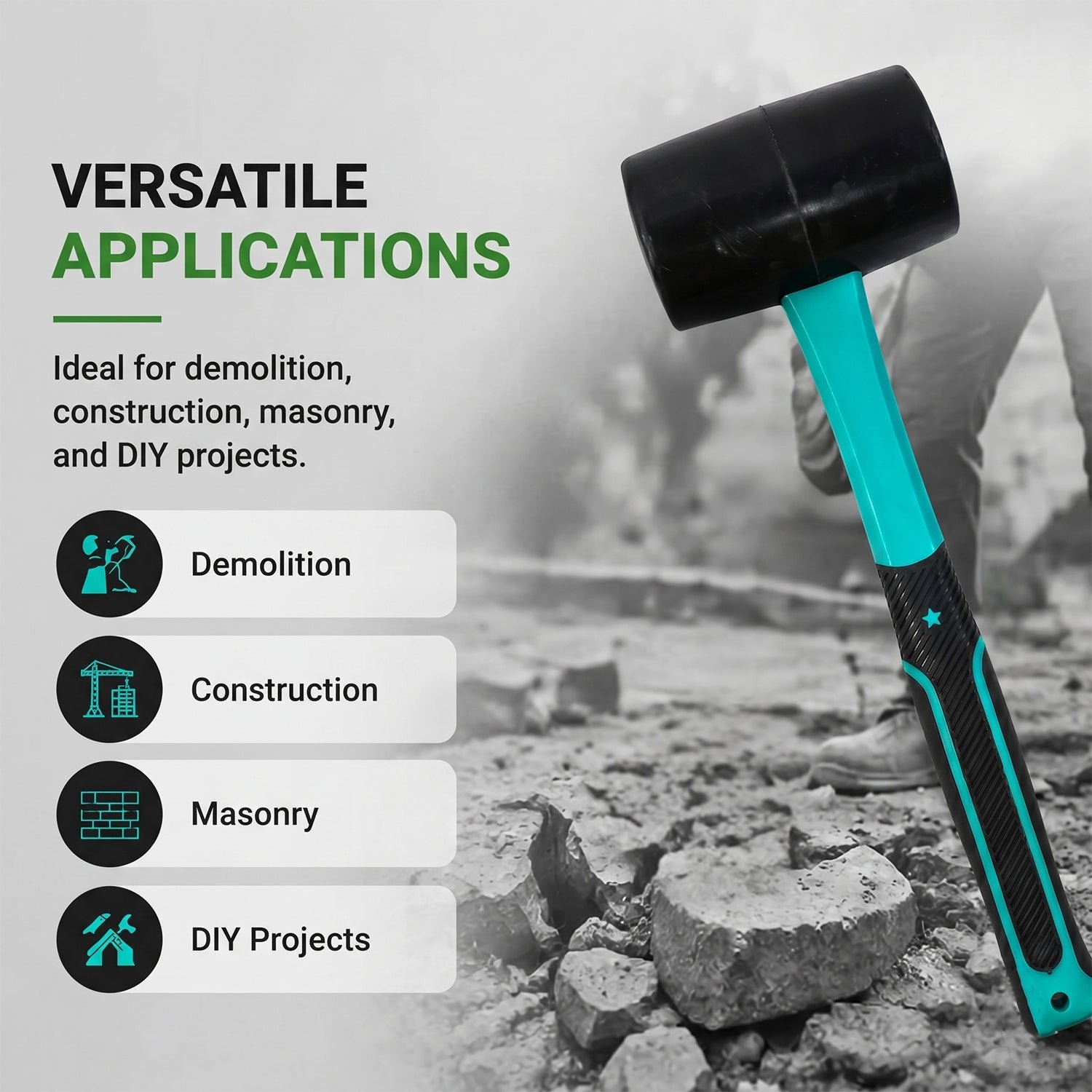 Heavy Duty Sledge Hammer Rubber Mallet for Construction Tasks - Image 5