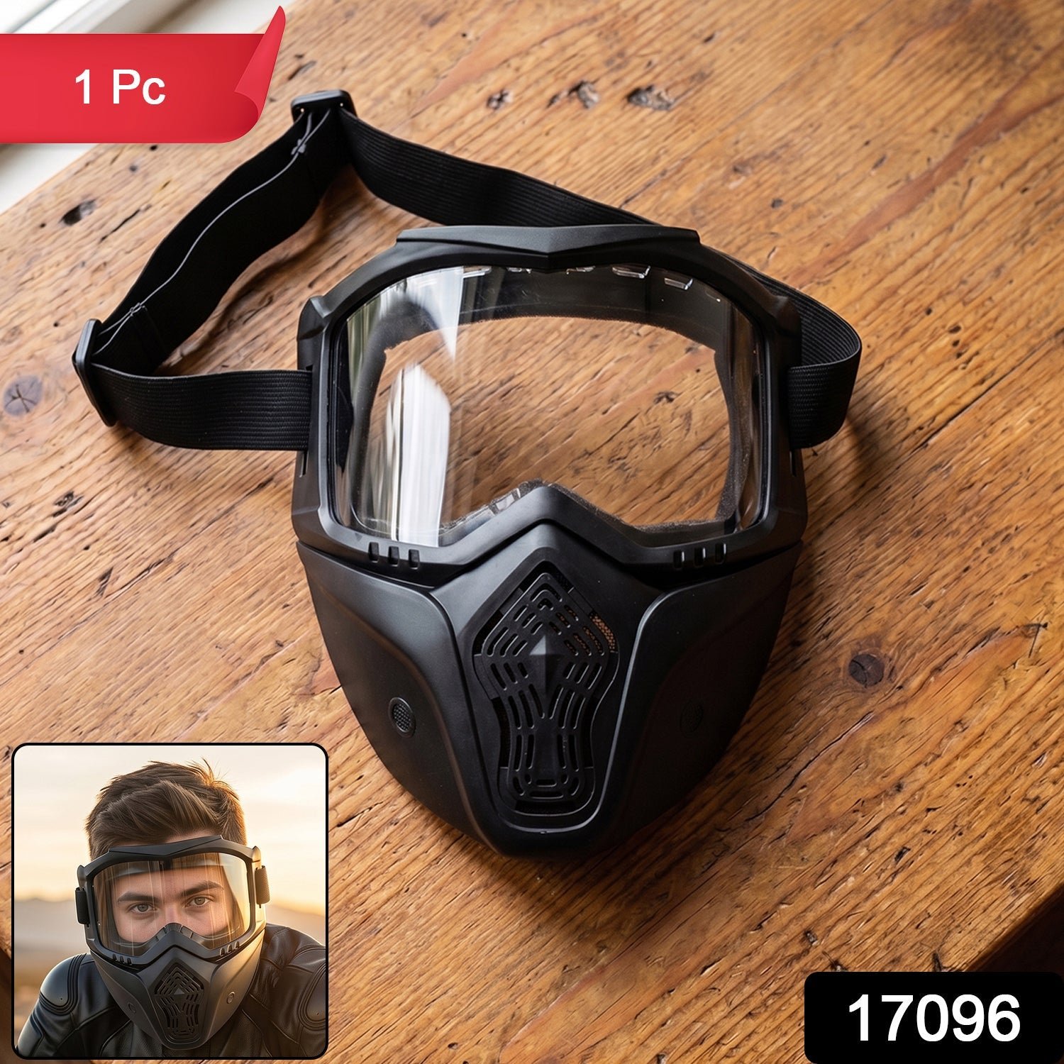 Protective Bike Goggle Face Mask – Detachable Shield for Outdoor Safety - Image 2