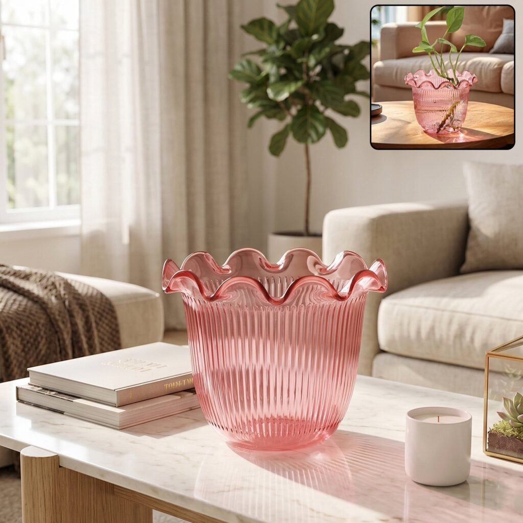 Decorative Ruffled Flower Pot Planter Vase – Versatile Home Decor