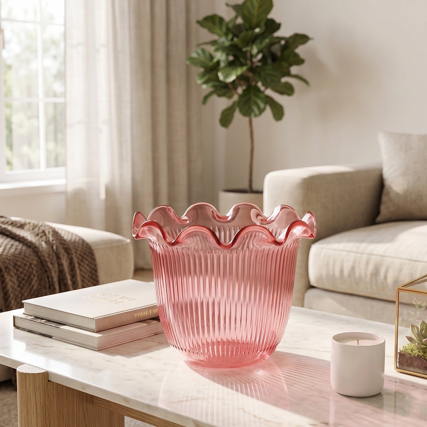 Decorative Ruffled Flower Pot Planter Vase – Versatile Home Decor - Image 4