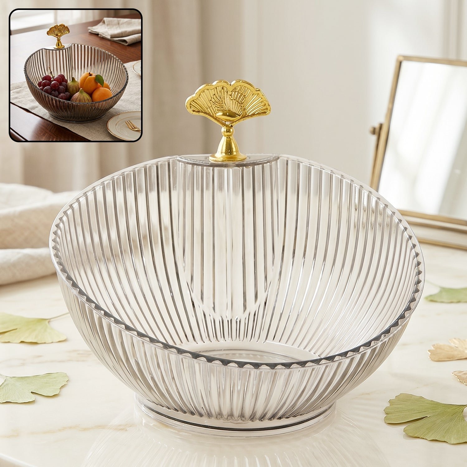 Decorative Plastic Fruit Bowl – Elegant Gold Accent for Dining - Image 3
