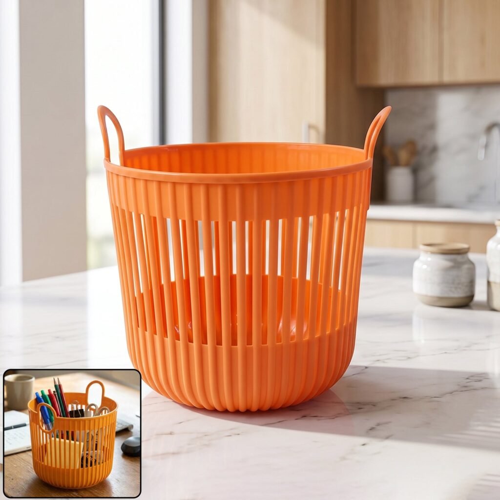 Plastic Round Storage Basket – Durable and Portable Organizer