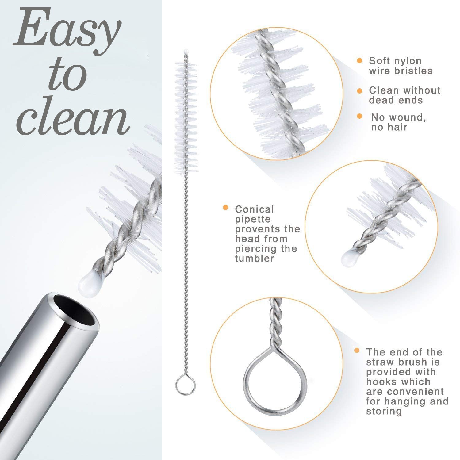 Stainless Steel Straws – Reusable Bent Set with Brush | Siplix - Image 3