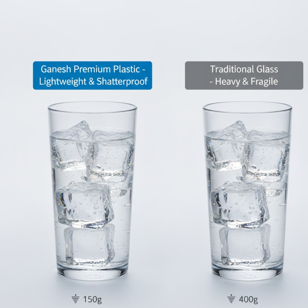 Plastic Glasses Set – Unbreakable Transparent 350ml (Set of 6) - Image 4