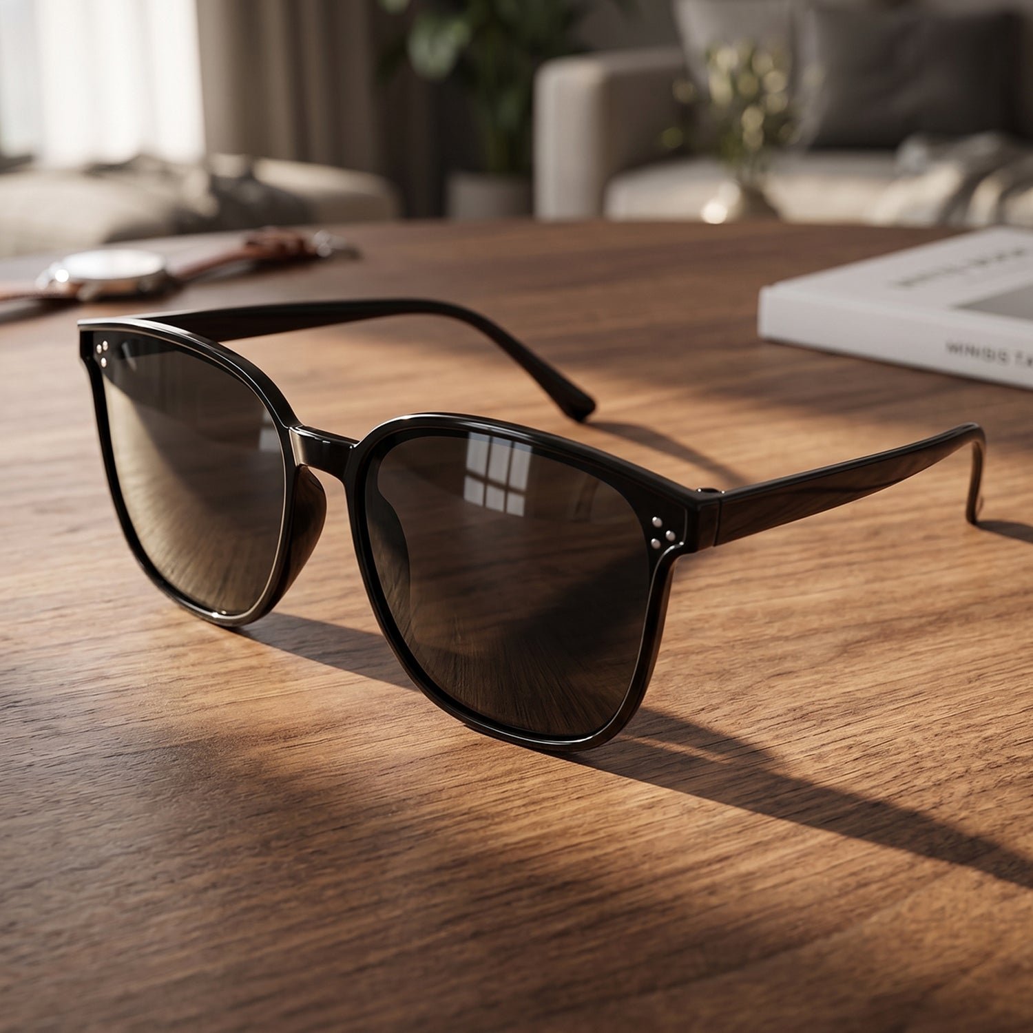 UV Protection Sunglasses – Classic Black Frame for Men & Women