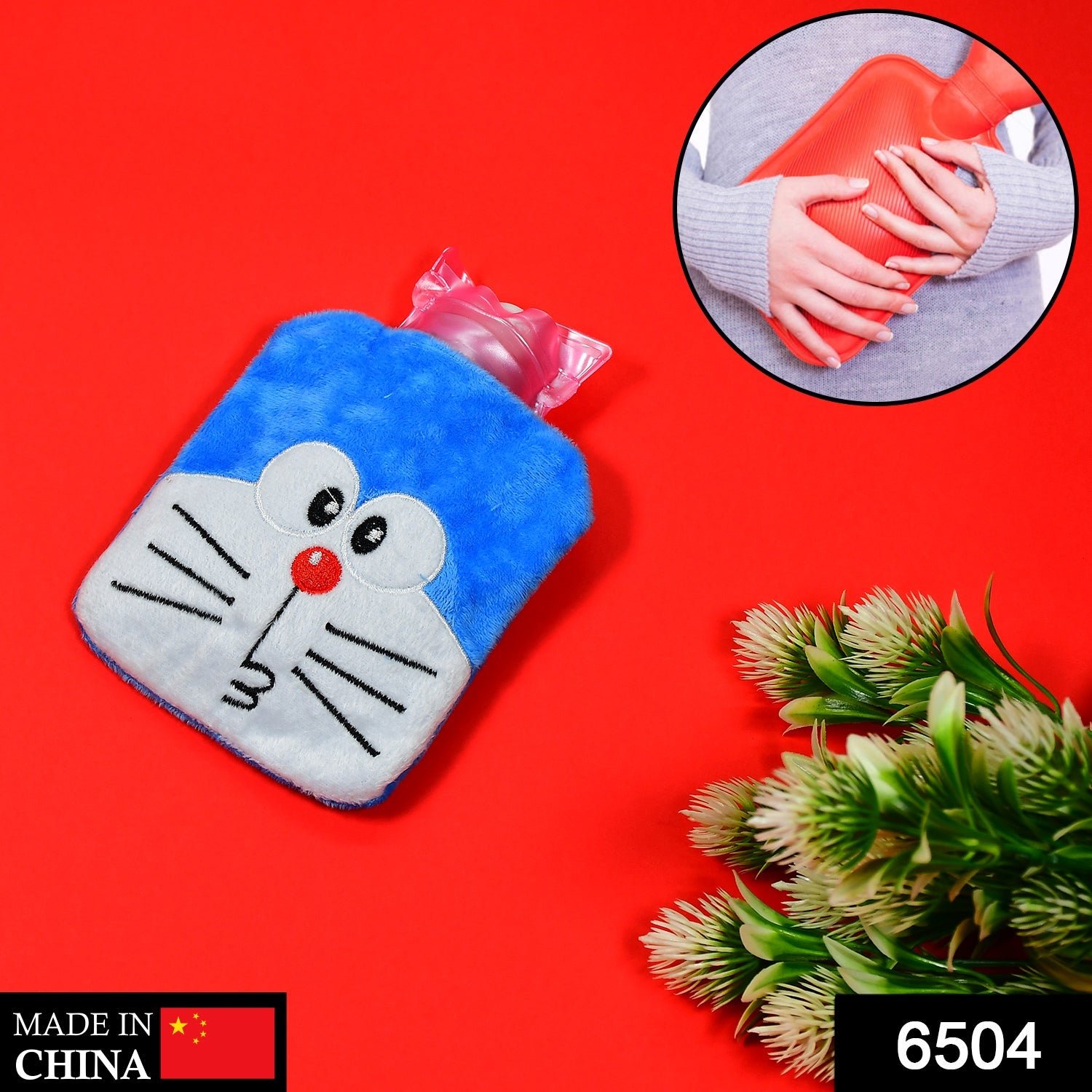 Doremon Hot Water Bag - Soft Cover for Pain Relief | Velvet Wellness - Image 2