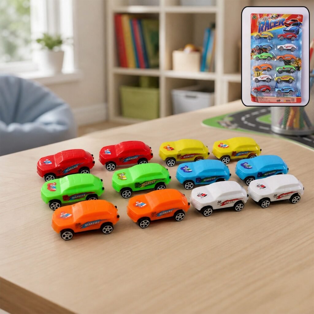 Pull-Back Toy Cars Set of 12 – Vibrant & Safe for Kids Under 3