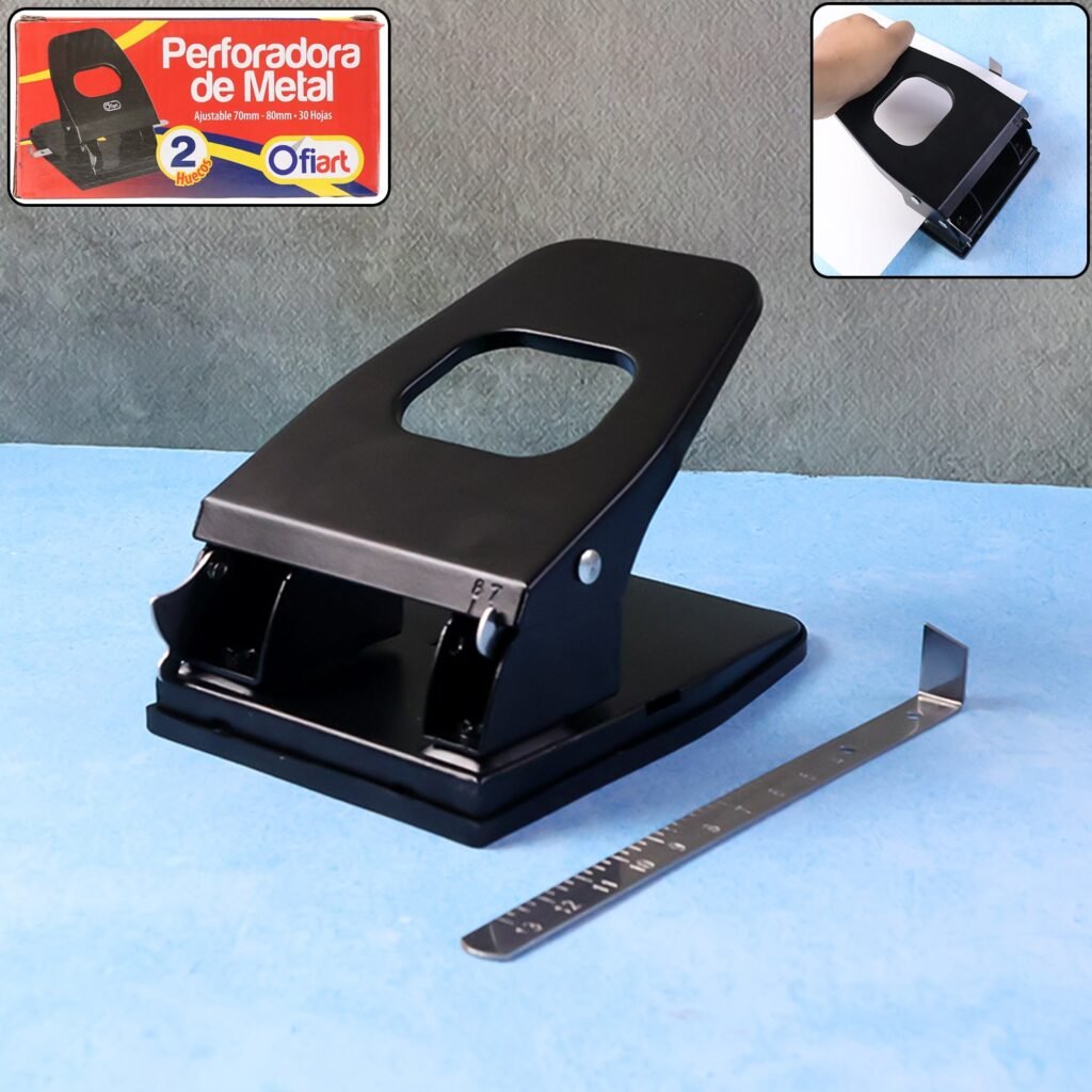 2-Hole Paper Punch Machine – Heavy-Duty, Adjustable 30-Sheet Capacity