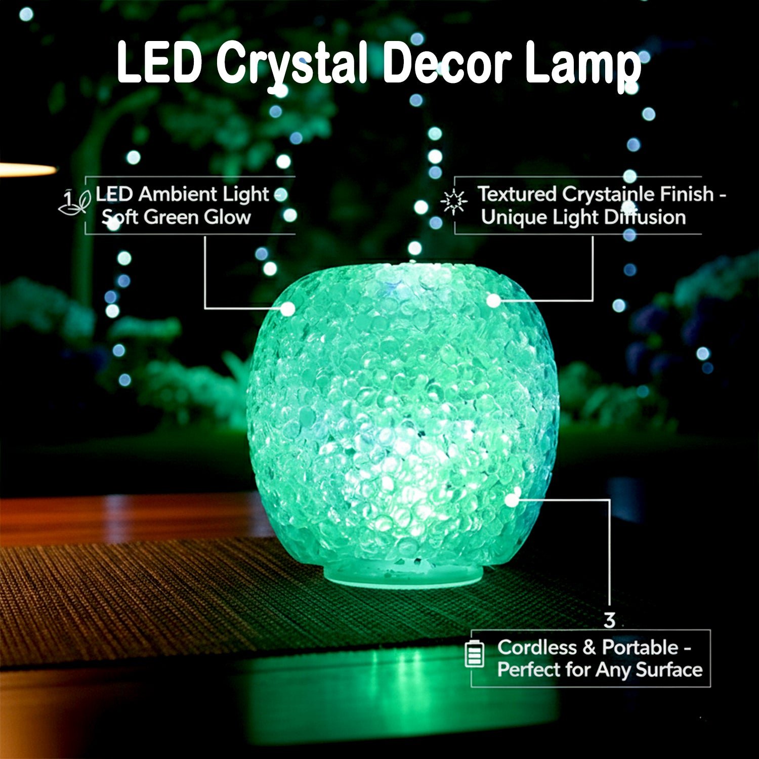 LED Crystal Table Lamp – Colour-Changing Ambient Glow - Image 4