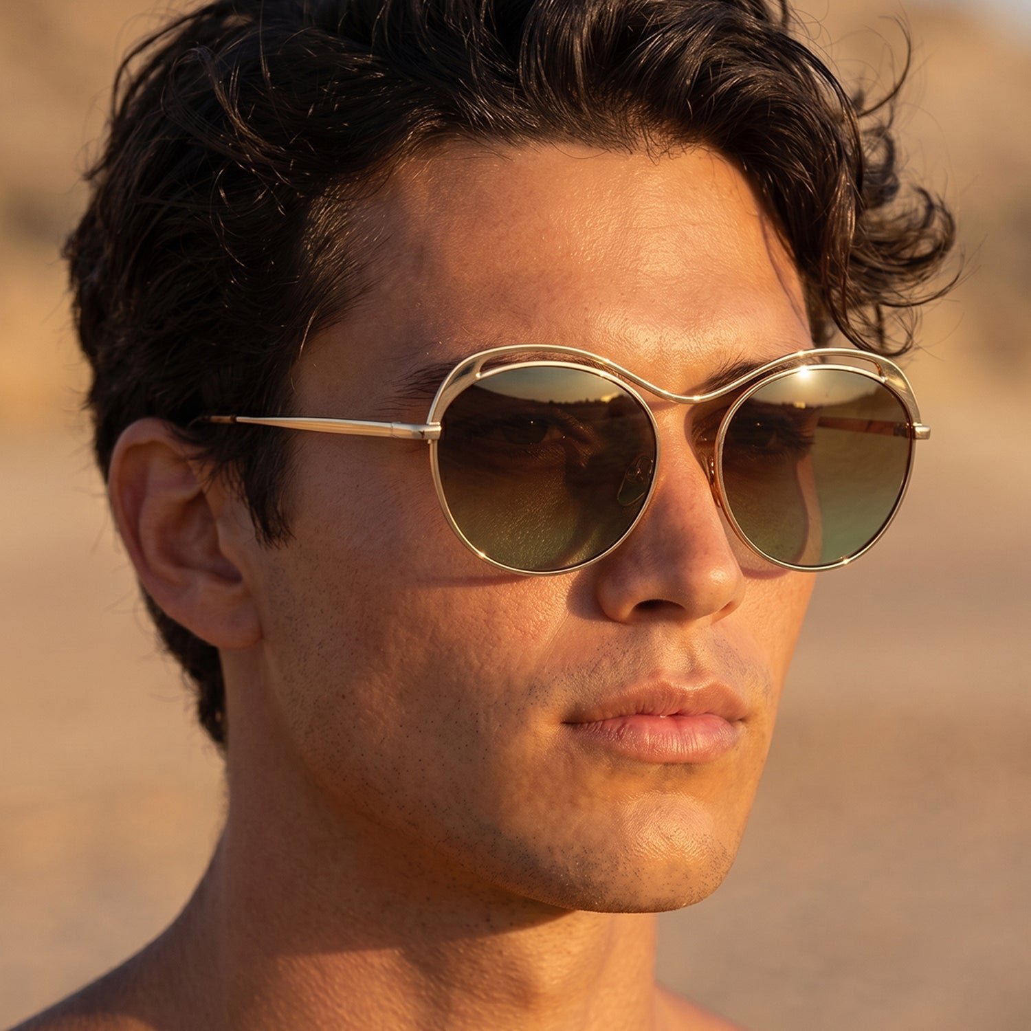 Fashion Sunglasses – Trendy Metal Frame with Mirrored Lenses - Image 4