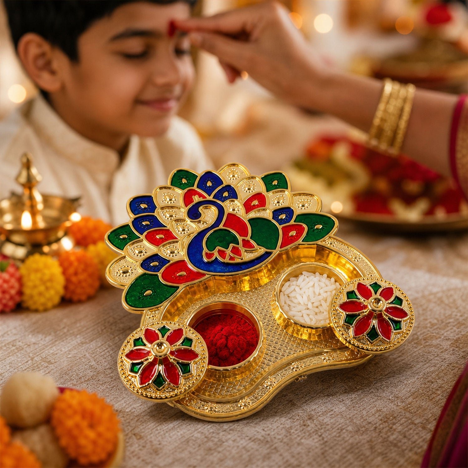 Peacock Shaped Kankavati – Traditional Puja Storage Box - Image 3