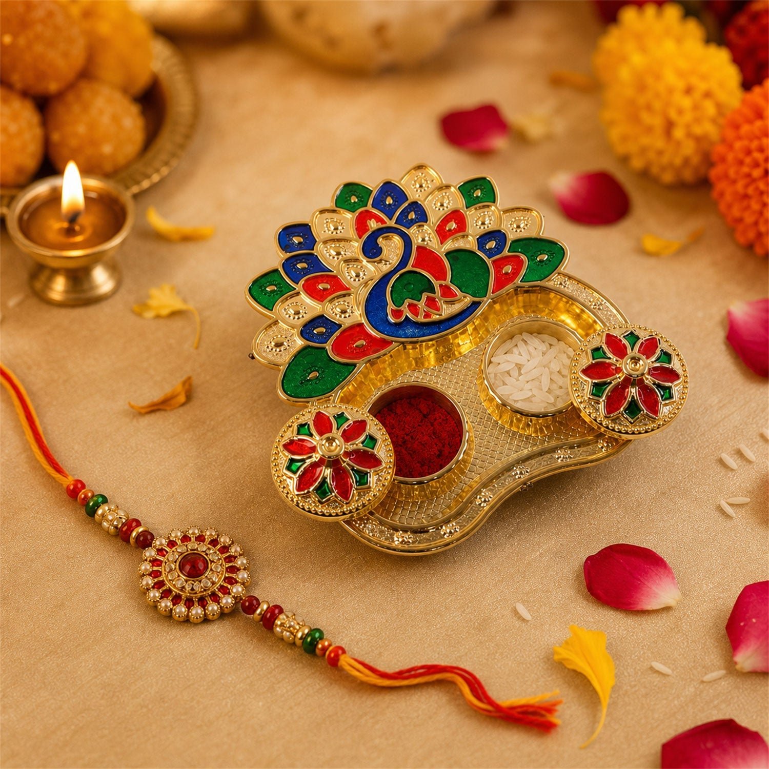 Peacock Shaped Kankavati – Traditional Puja Storage Box - Image 4