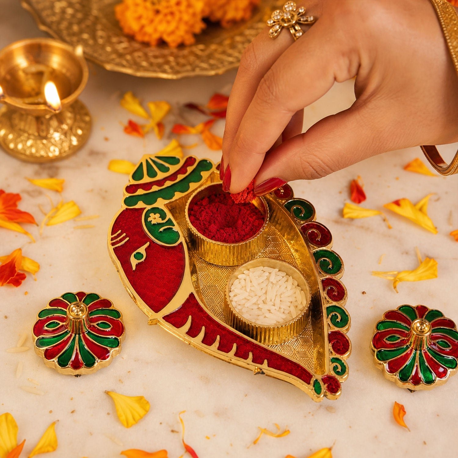 Kankavati Kumkum Holder – Elegant Traditional Puja Accessory - Image 3