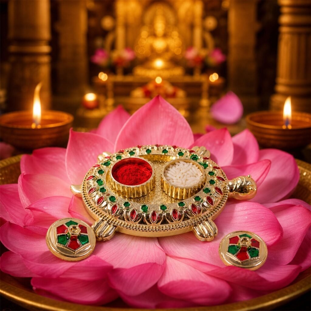 Kumkum Holder – Tortoise Shape for Puja & Rituals with Twin Compartments