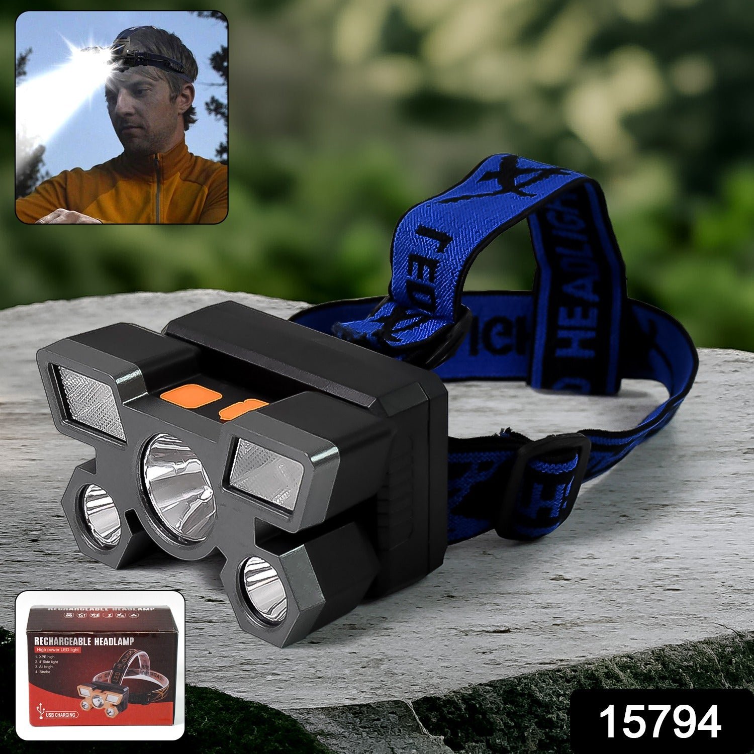USB Rechargeable Headlamp - 5 LED Outdoor Light | Indo Glow - Image 2