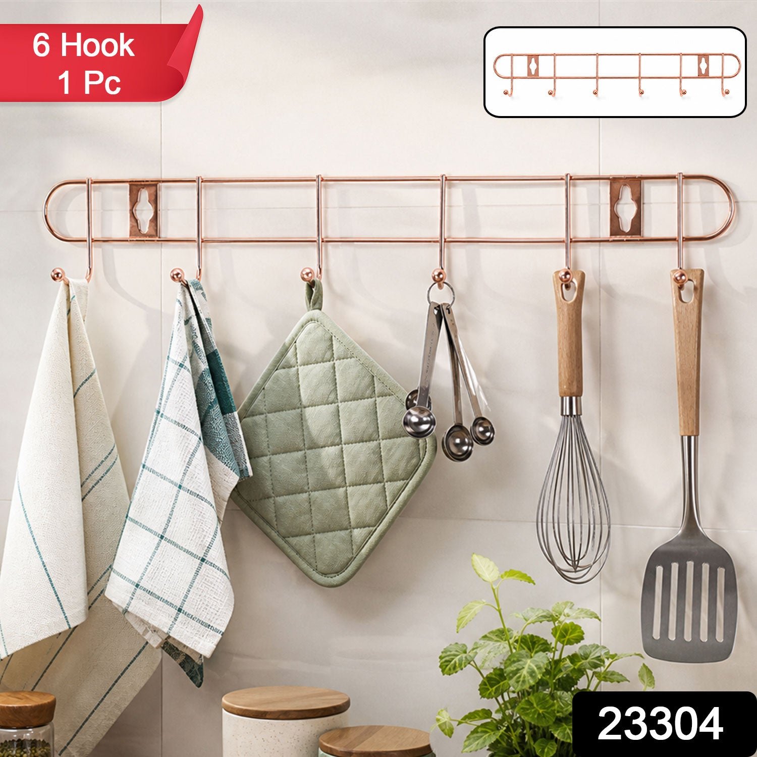 Wall Mounted Hook Rack – Space Saving & Stylish Rose Gold Finish - Image 2