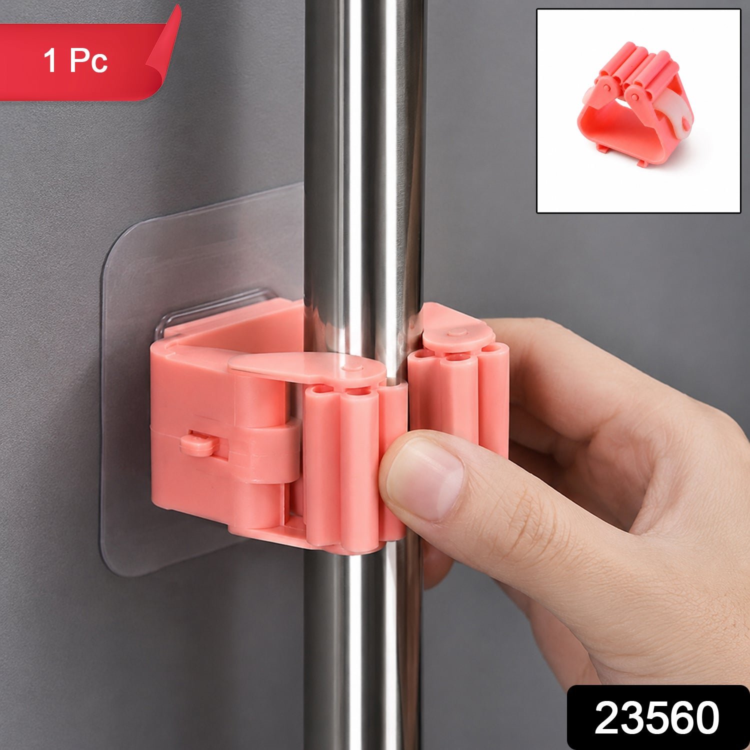 Wall-Mounted Plastic Broom Holder Clip for Efficient Storage - Image 2