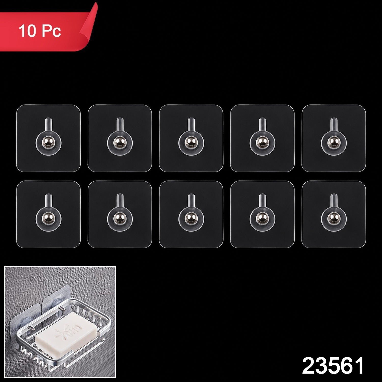 Adhesive Plastic Wall Hooks – Strong Hold & Reusable 10 Pc Set - Image 2