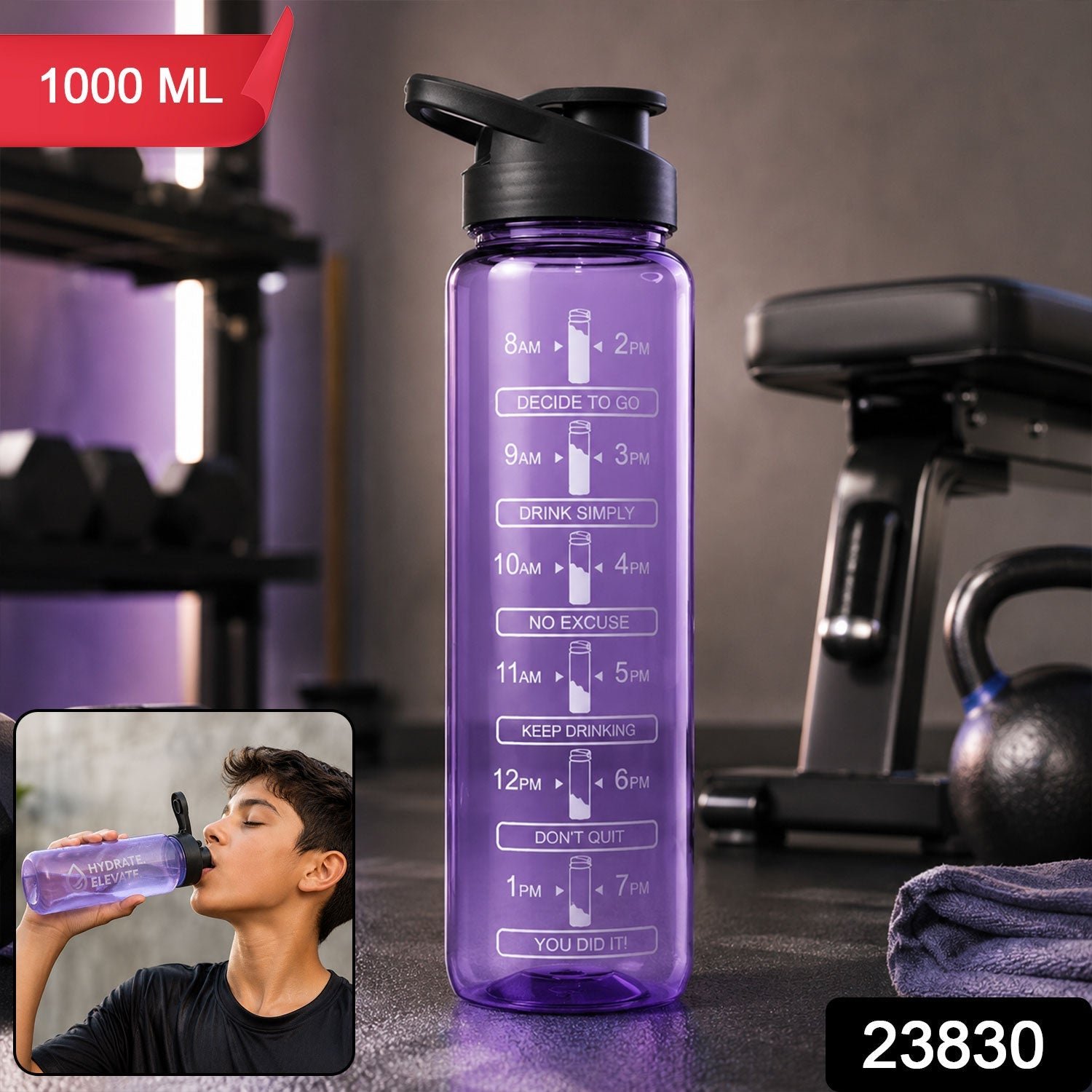 Motivational Water Bottle – Track Your Hydration Effortlessly - Image 2