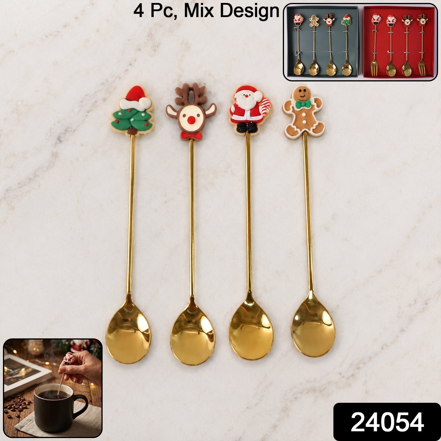 Mix Golden Cartoon Spoon Set – Stylish & Durable Tableware - Image 2