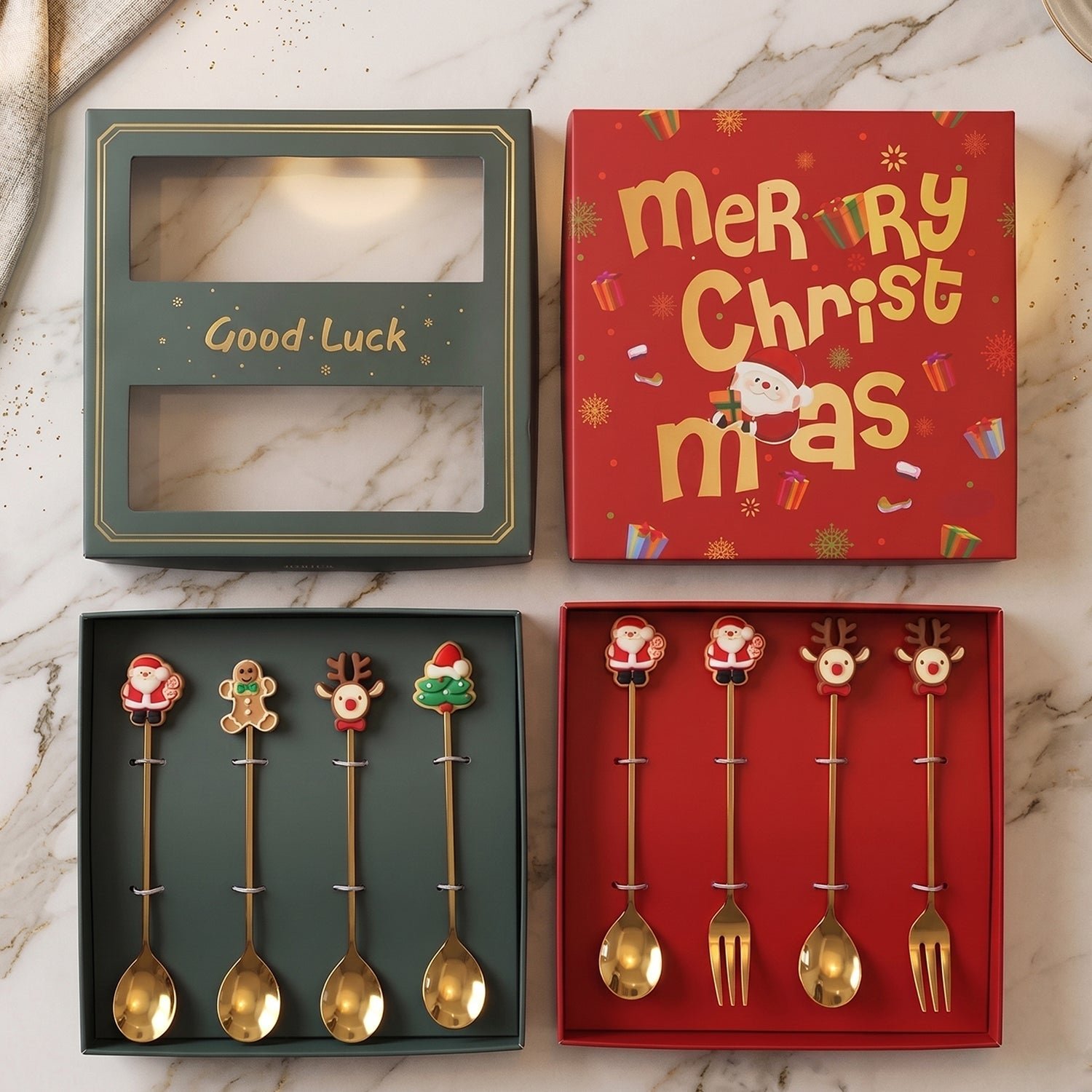 Mix Golden Cartoon Spoon Set – Stylish & Durable Tableware - Image 3