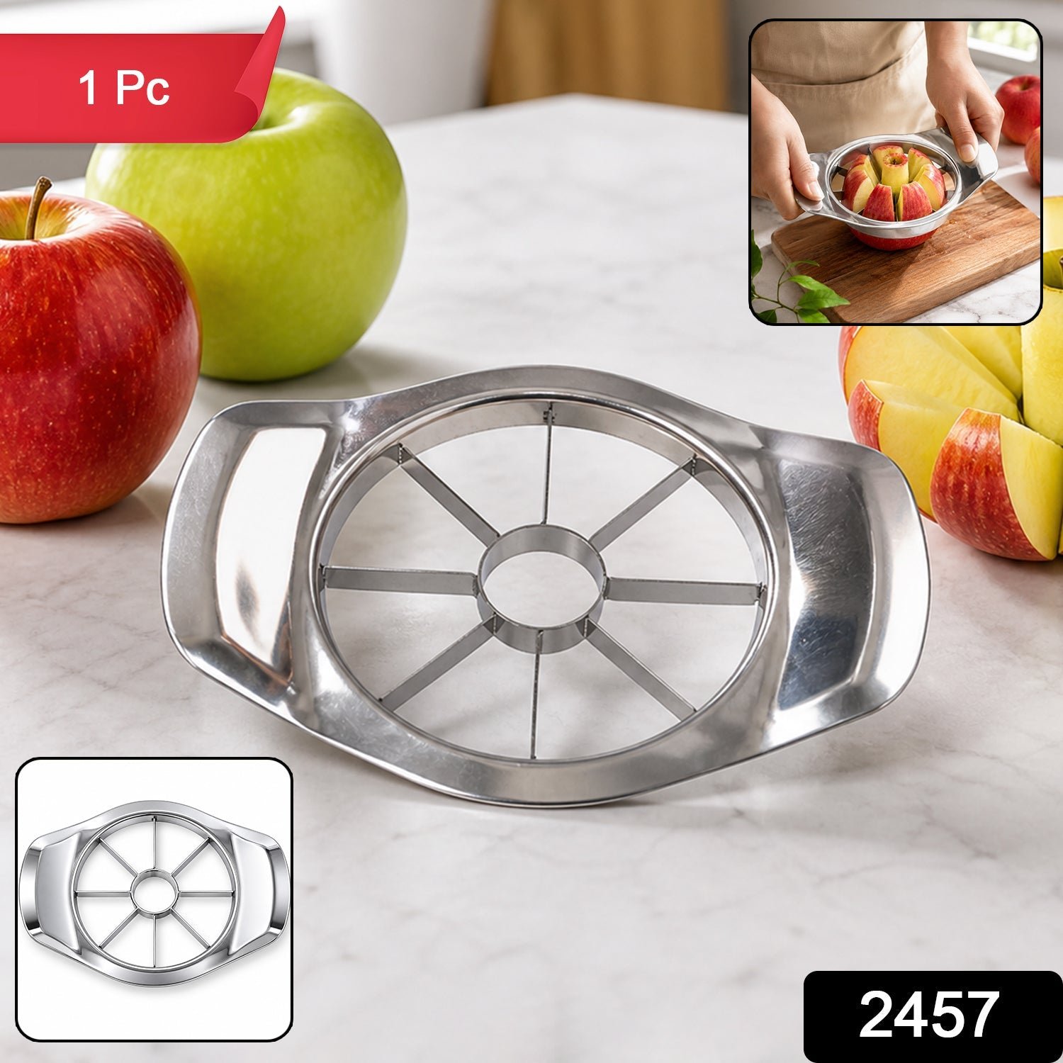 Apple Shape Stainless Steel Apple Slicer & Corer – Effortless Fruit Wedges - Image 2