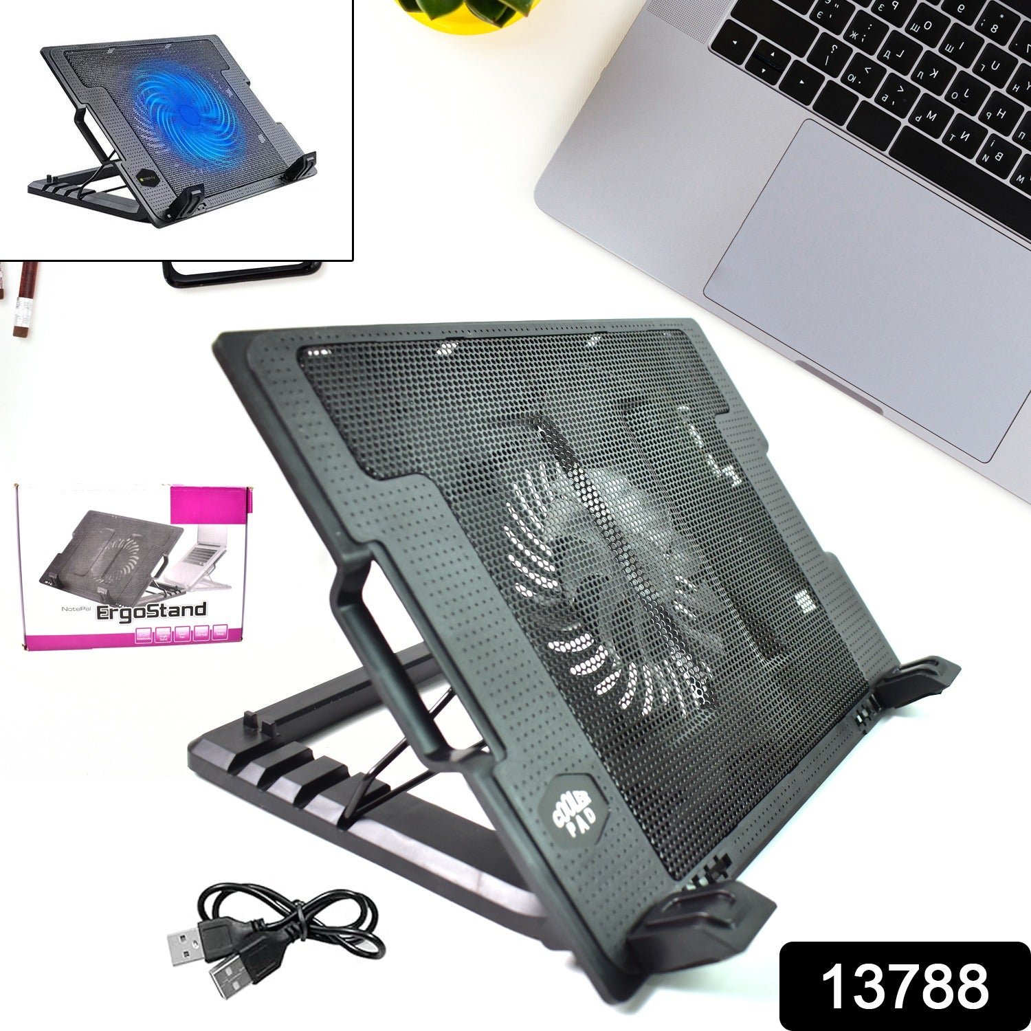 Laptop Cooling Pad - Adjustable Stand, Dual Fan | Indo Glow - Image 2