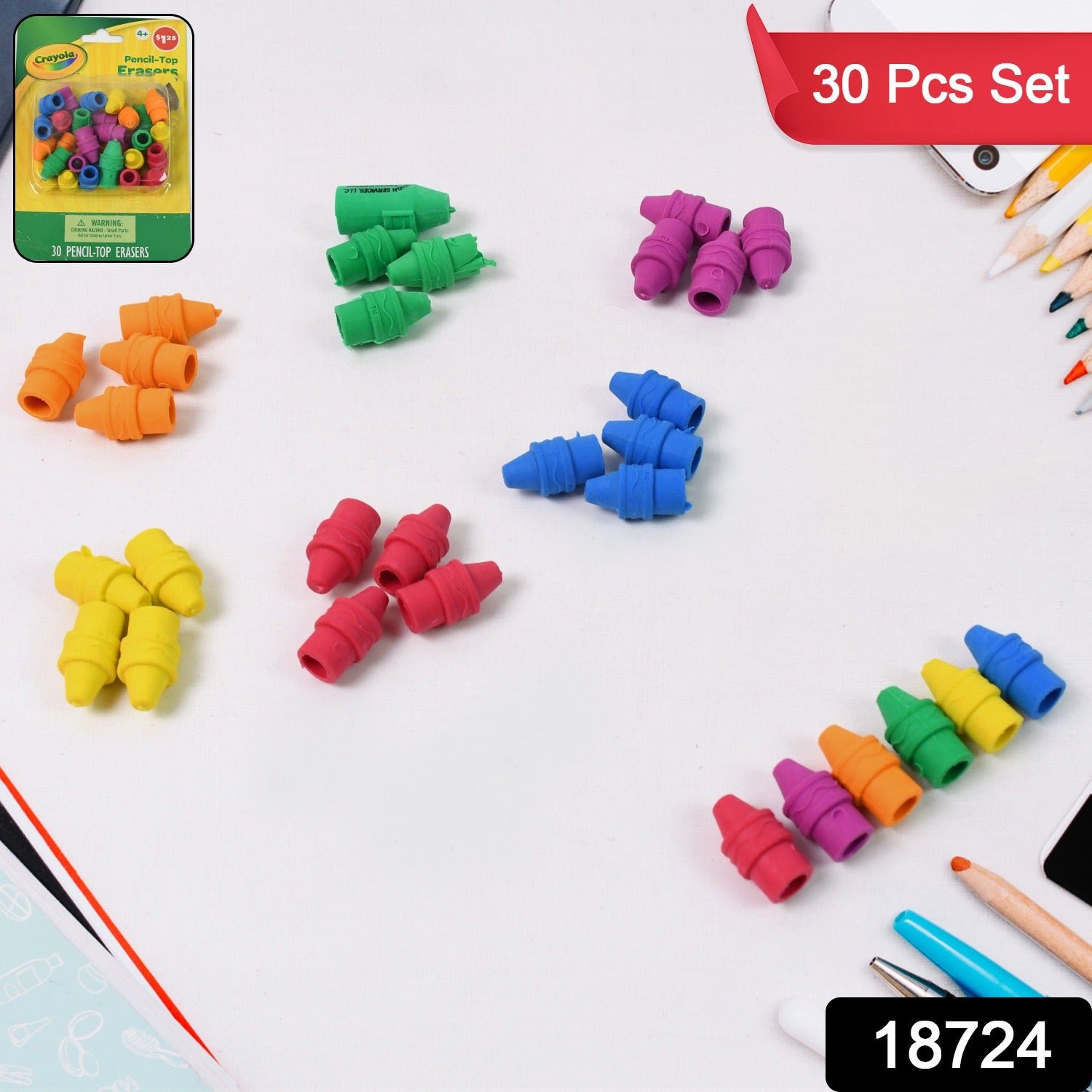 Pencil Top Erasers - Colorful Rubber for Kids' School | Writezo - Image 2