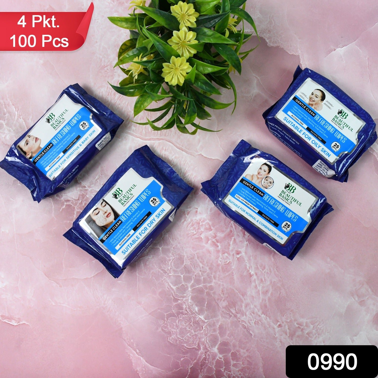 Gentle Face Wipes for All Skin Types - 4x25 Pcs | Beautiful Basics - Image 2