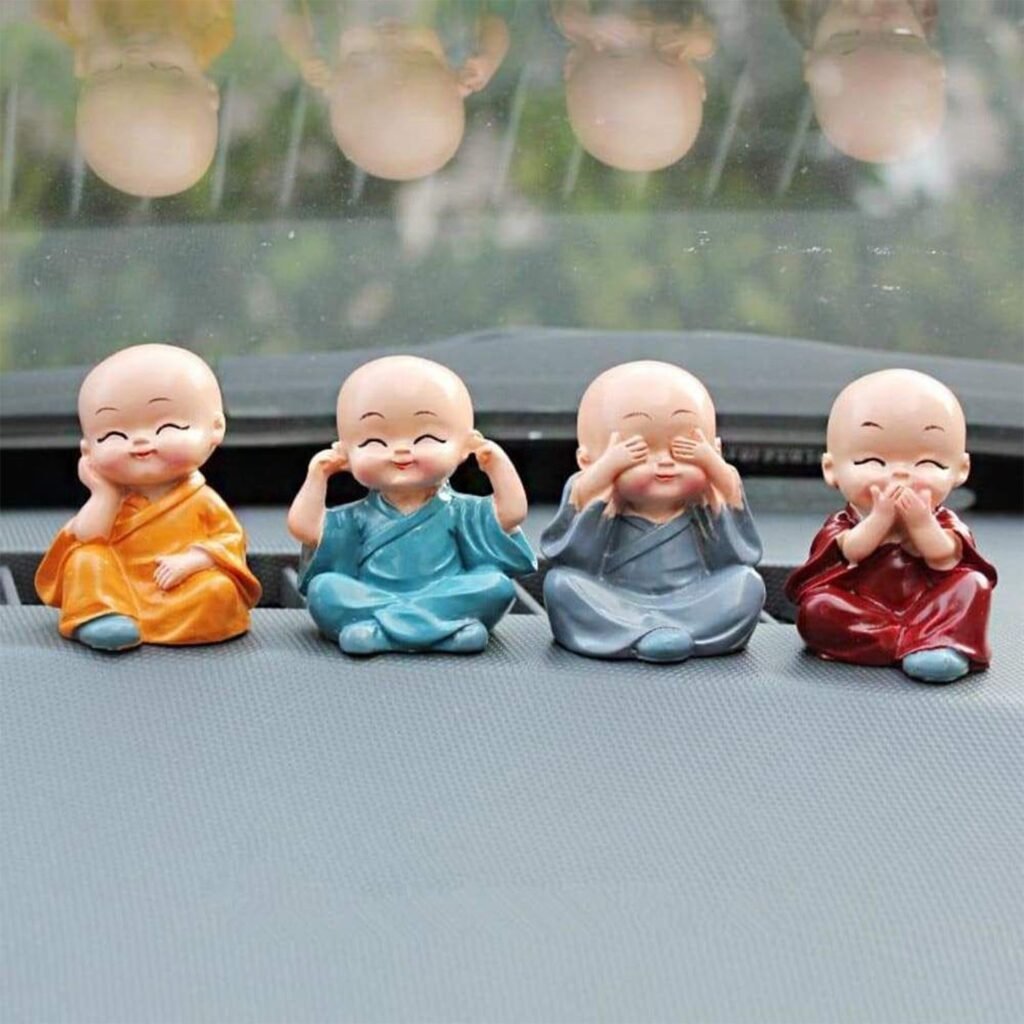 Baby Buddha Statue Set – 4-Piece Lightweight Decorative Showpieces