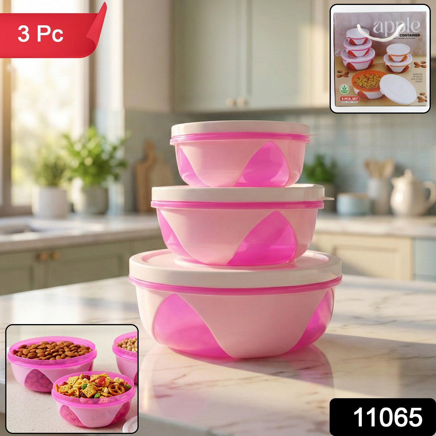 Plastic Storage Containers Set of 3 – Durable & Airtight Kitchen Boxes - Image 2