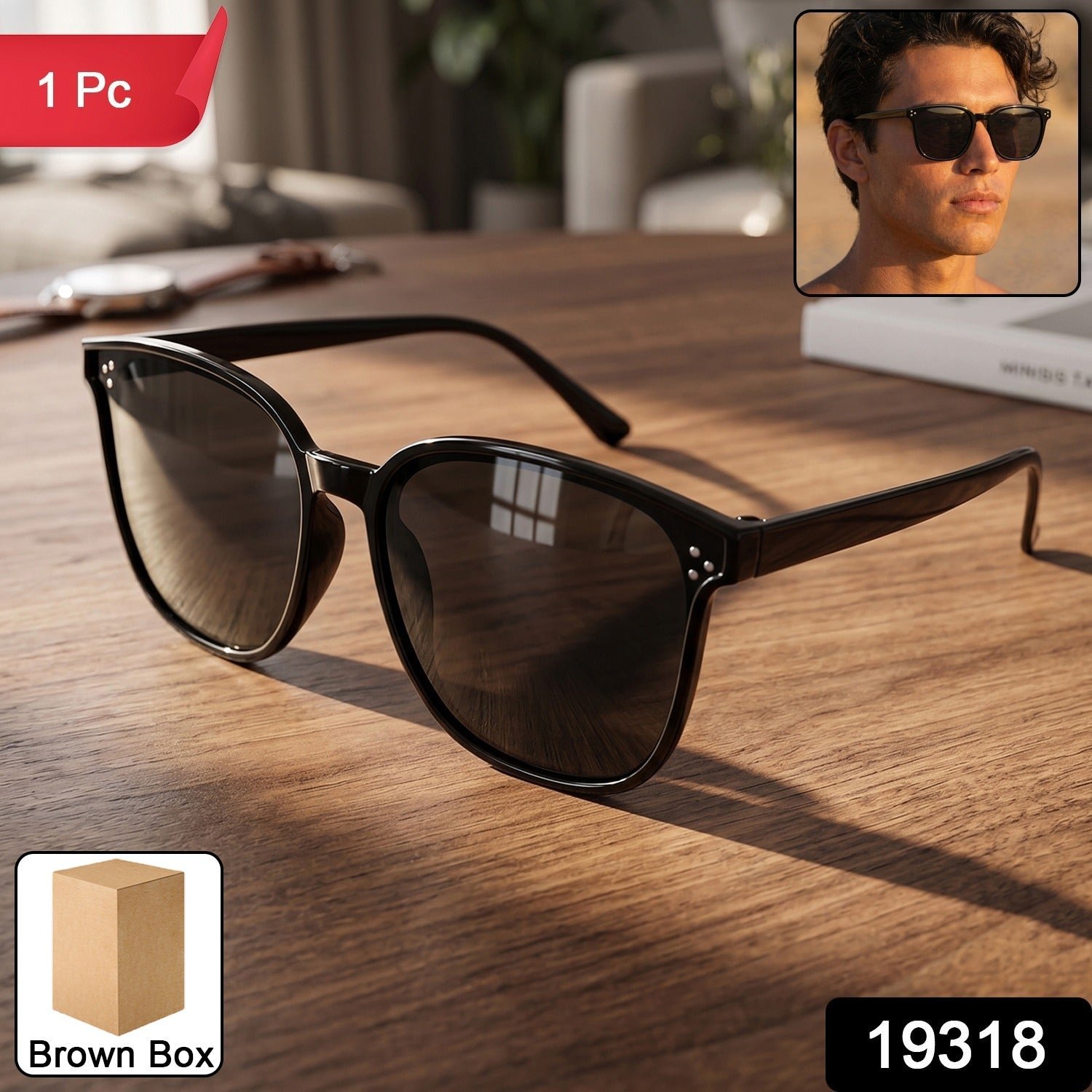 UV Protection Sunglasses – Classic Black Frame for Men & Women - Image 2