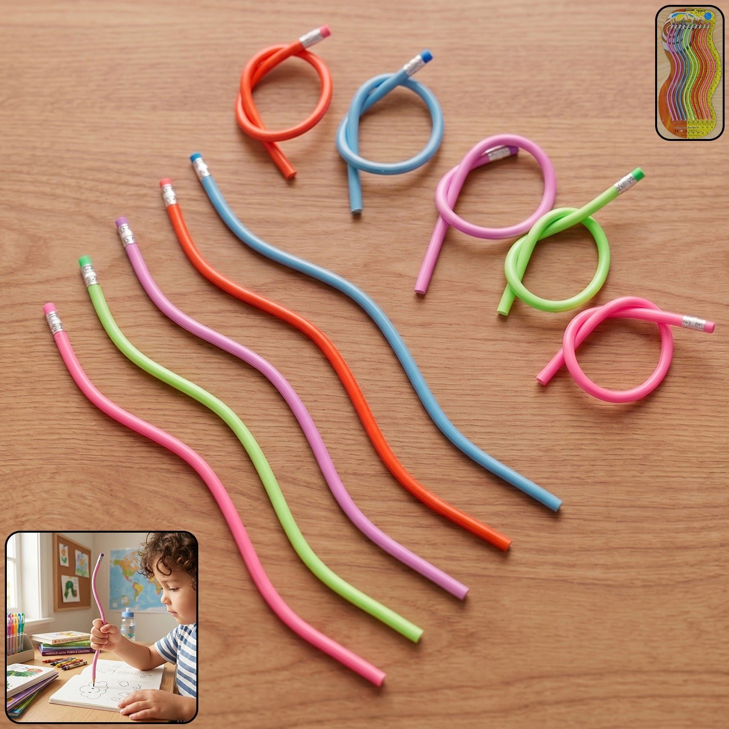 Flexible Bendy Soft Pencils – 10 Colourful & Twistable Sets
