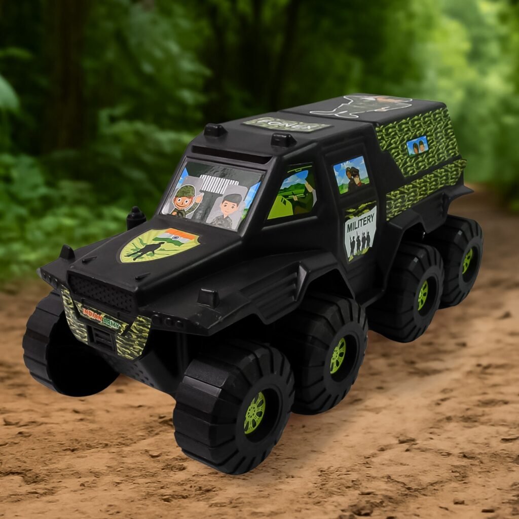 Military Toy Car - 8-Wheel Plastic Army Vehicle | Brain Horizon