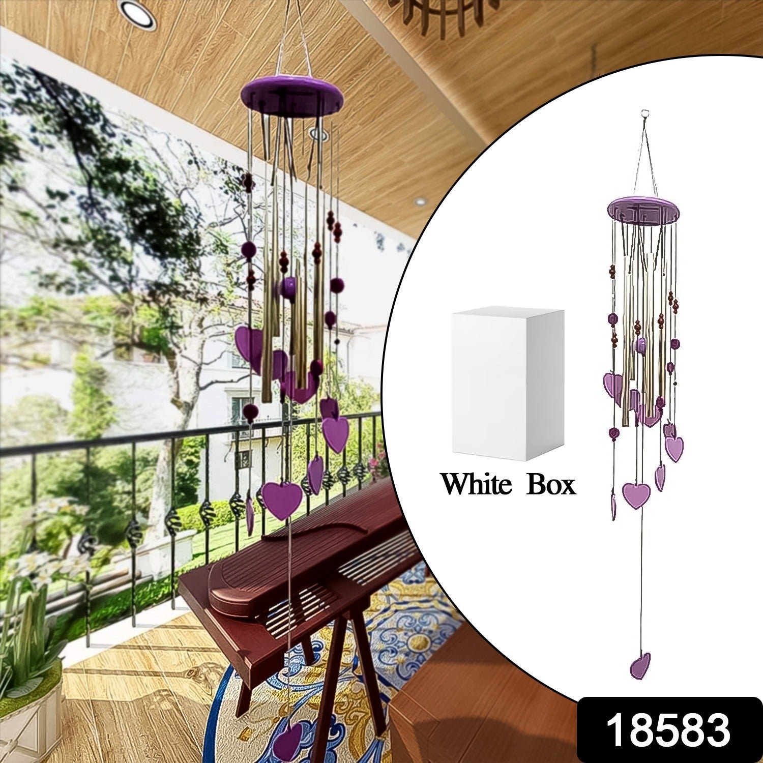 Smiley Hearts Wind Chime - Bamboo & Aluminium Decor | Indo Glow - Image 2