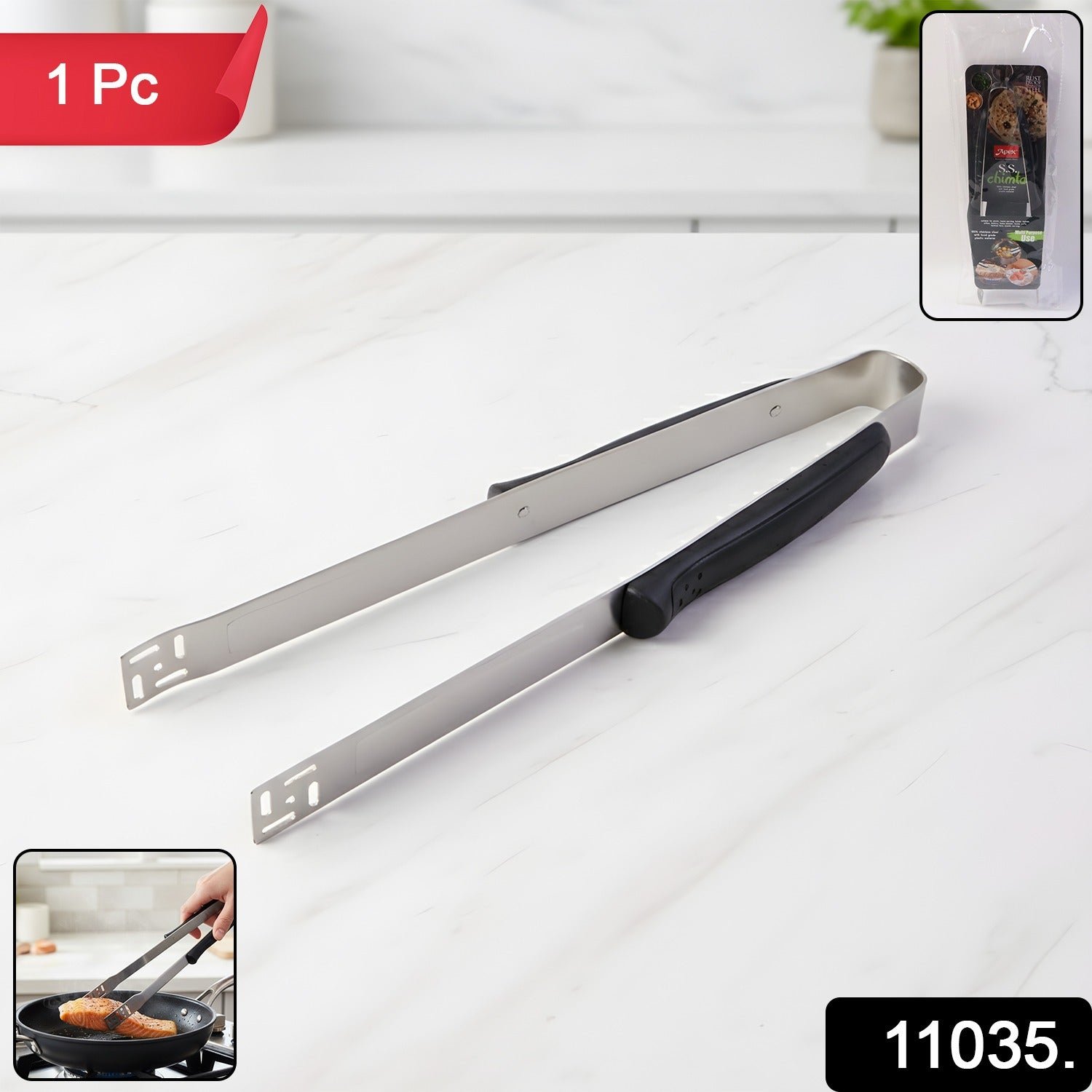 Stainless Steel Chimta – Strong Grip Kitchen Tongs for Cooking - Image 2