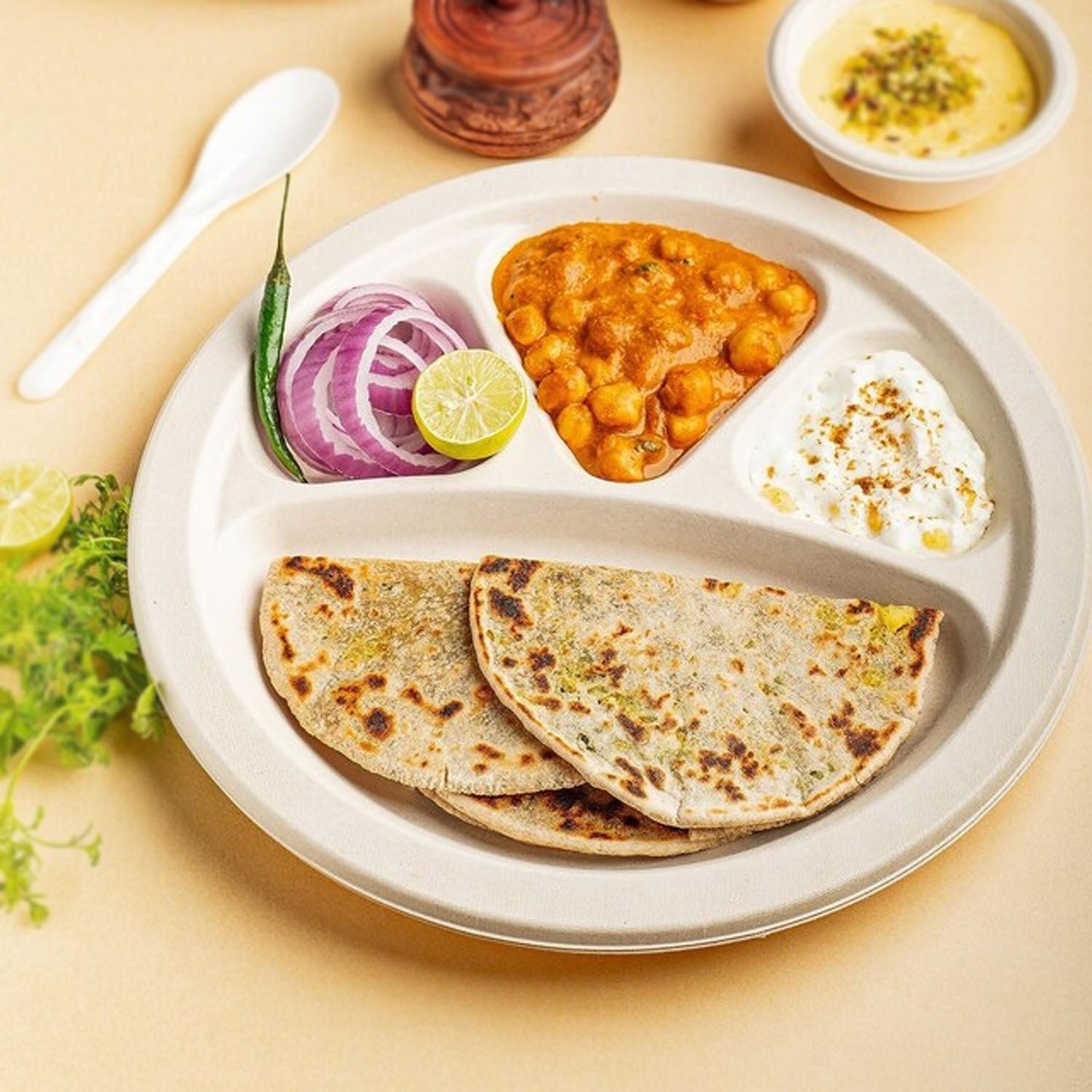 4 Compartment Disposable Food Serving Plate – Set of 10 - Image 3